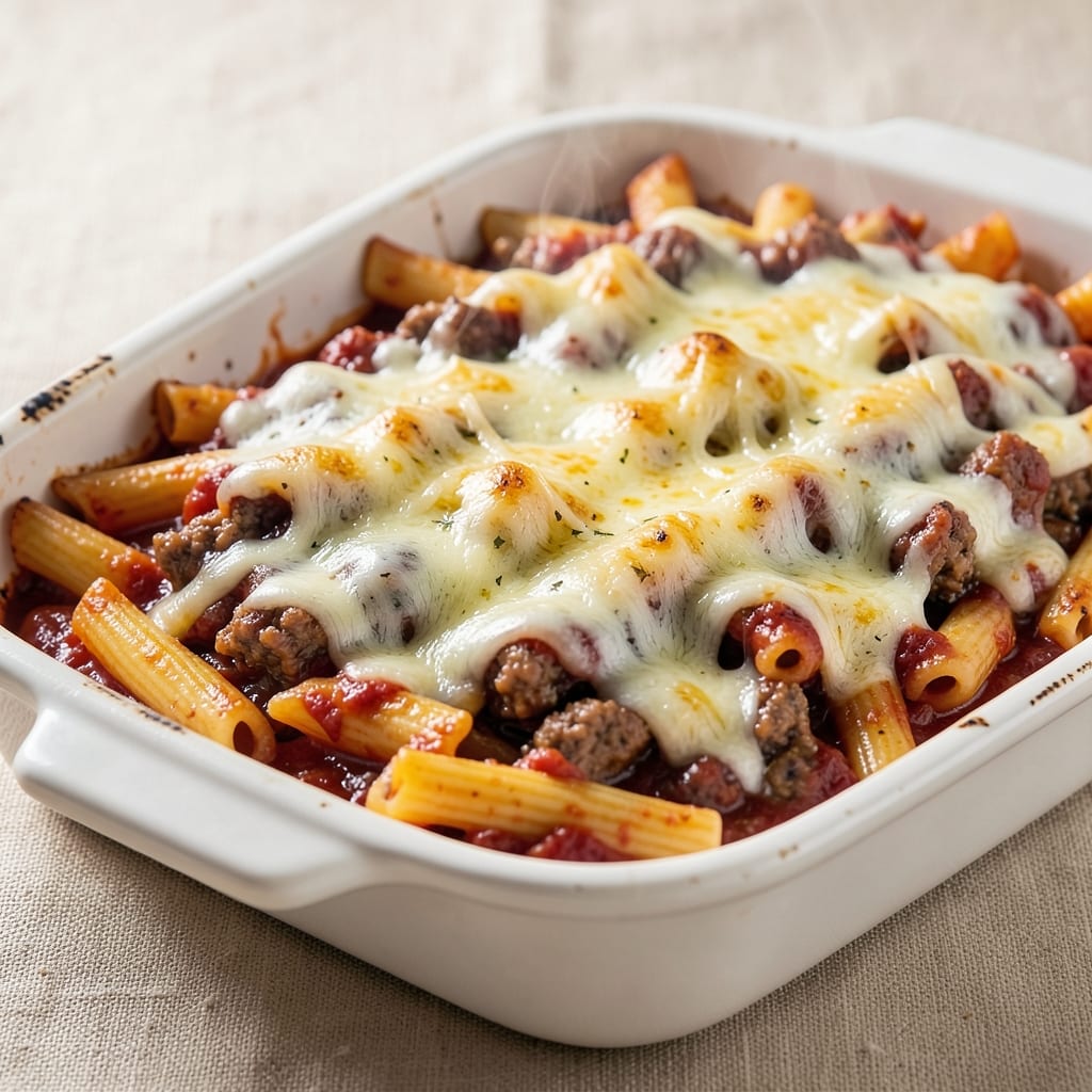 Baked Ziti Recipe with Ground Beef and Sausage: Meaty Layered Masterpiece in One Pan