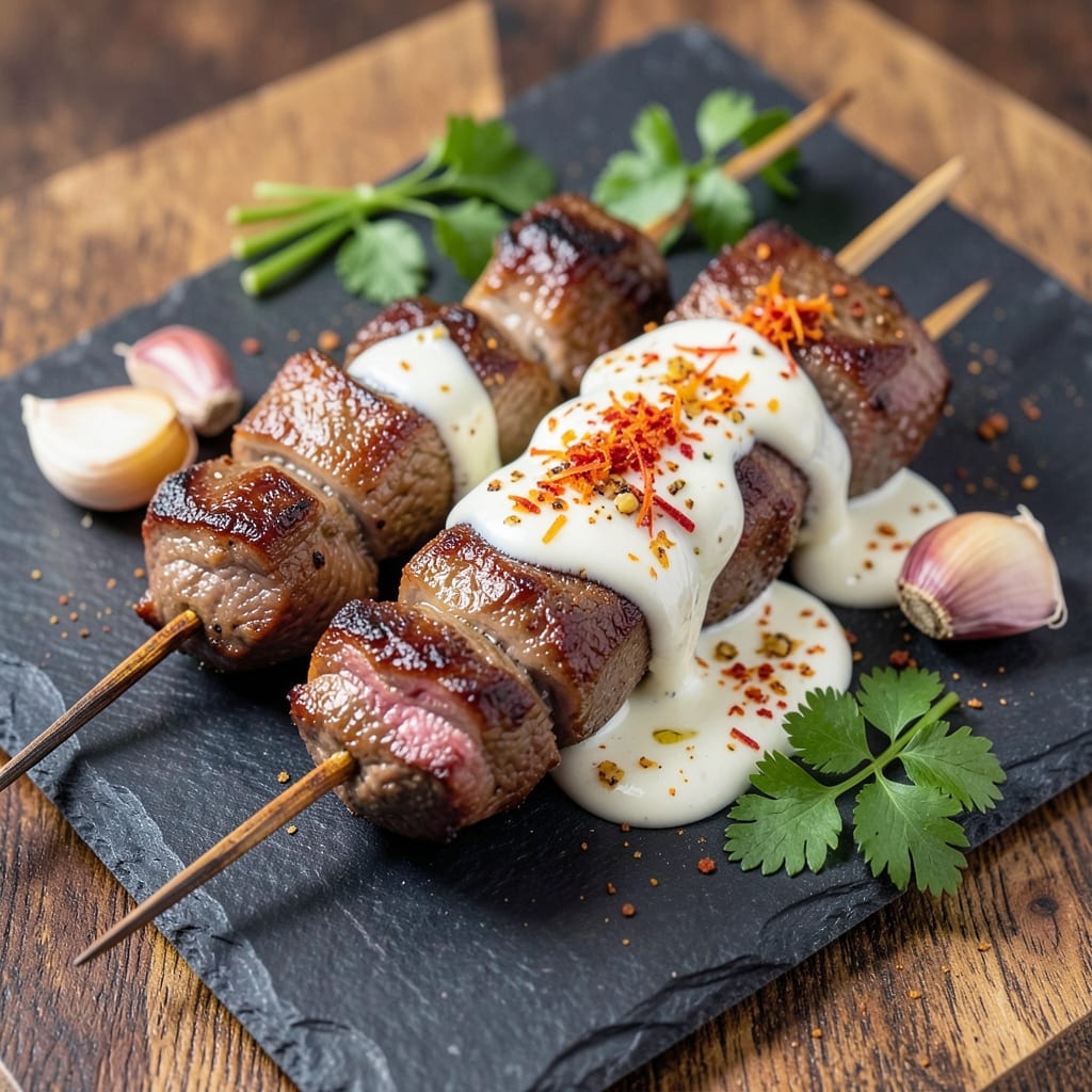 Armenian Beef Kabob Recipe: Charred Spice and Garlic Skewers With Yogurt Twist