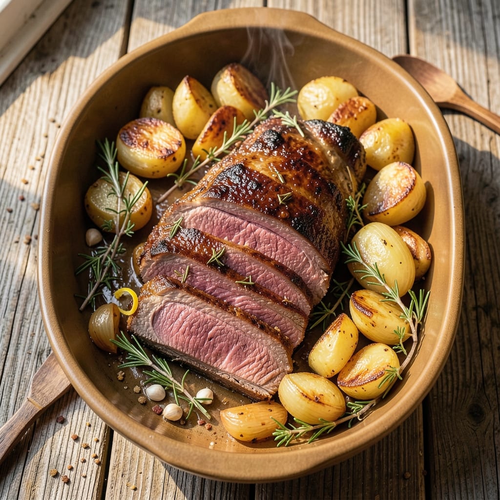 America's Test Kitchen Beef Top Loin Roast With Potatoes Recipe: Herb-Crusted Roast and Crispy Potato Harmony