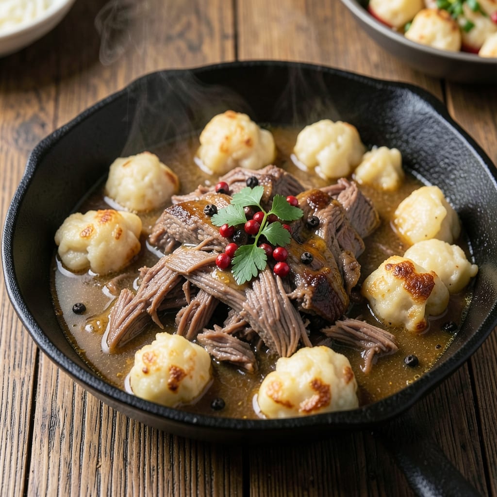 Baltimore Sour Beef and Dumplings Recipe: Slow-Braised Richness with Fluffy Potato Dumplings