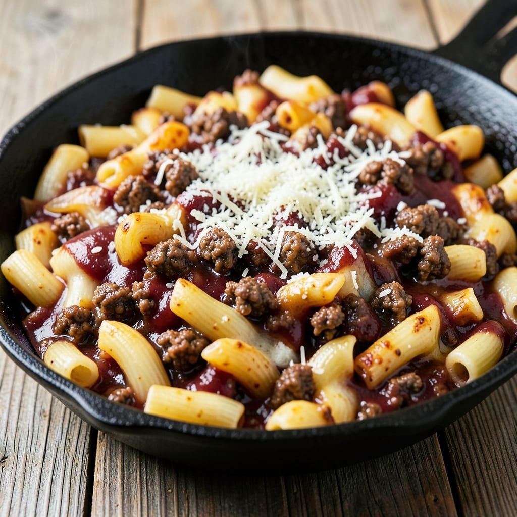 Baked Beef Macaroni Recipe: One-Pan Cheesy Crust and Juicy Beef