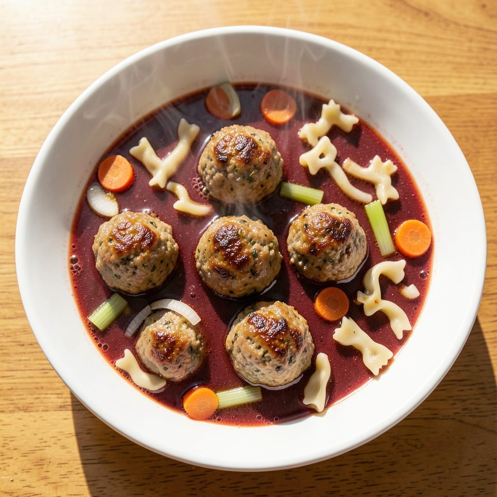 Beef Alphabet Soup Recipe: Homestyle Noodles and Meatballs in One Pot