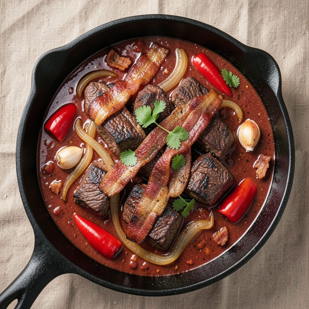 Beef and Bacon Chili Recipe: Smoky, Spiced Depth With Crispy Bacon Bits