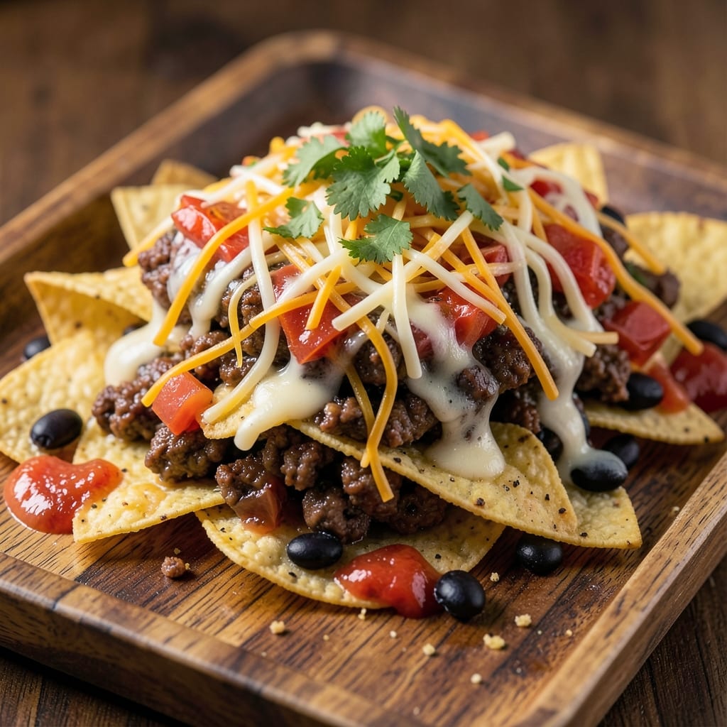 Baked Beef Nachos Recipe: Crispy Tortilla Towers Loaded With Melted Cheese